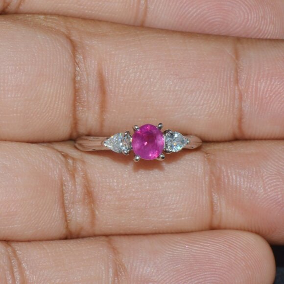 Authentic Tiffany & Co. Natural 1.15Cts Diamond Ruby Platinum Engagement Ring - Picture 5 of 12